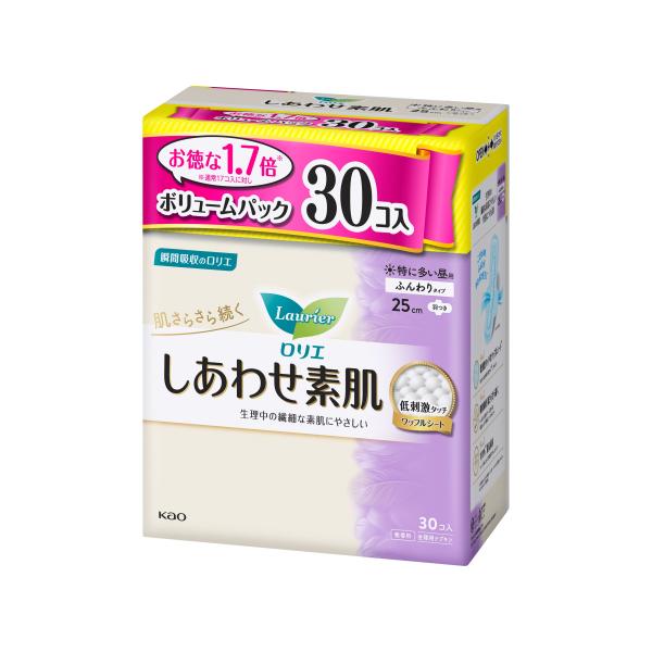 【医薬部外品】ロリエ　しあわせ素肌　特に多い昼用　25cm　羽つき　30個