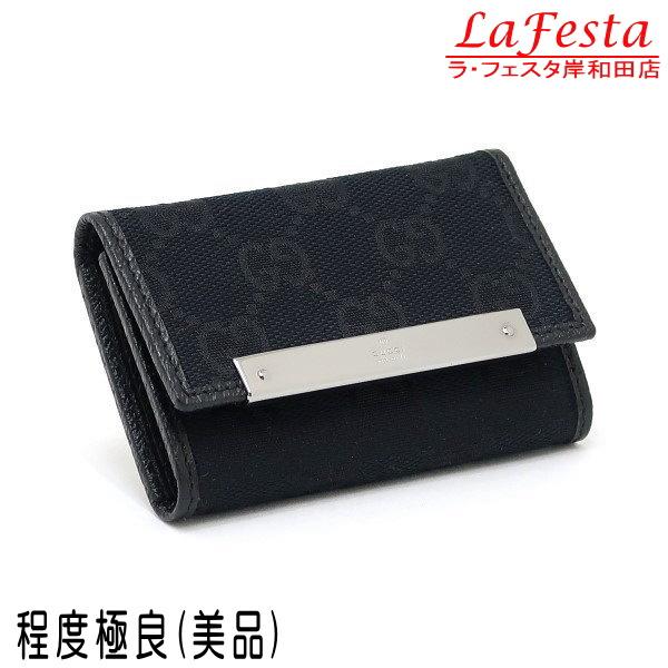 GUCCI グッチ 6連キーケース GGキャンバス×レザー ブラック 黒