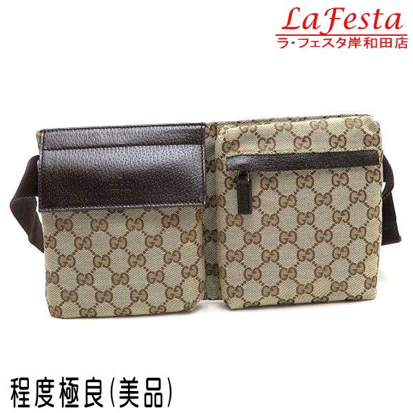 グッチGUCCI ウエストポーチボディバッグGGキャンバスブラウン