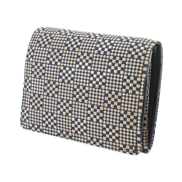 Saleinden Ya 印傳屋 印伝 財布 二つ折り財布 レディース 変わり市松小 特注カラー 新作入荷 紺 白 24 14 167 女性用