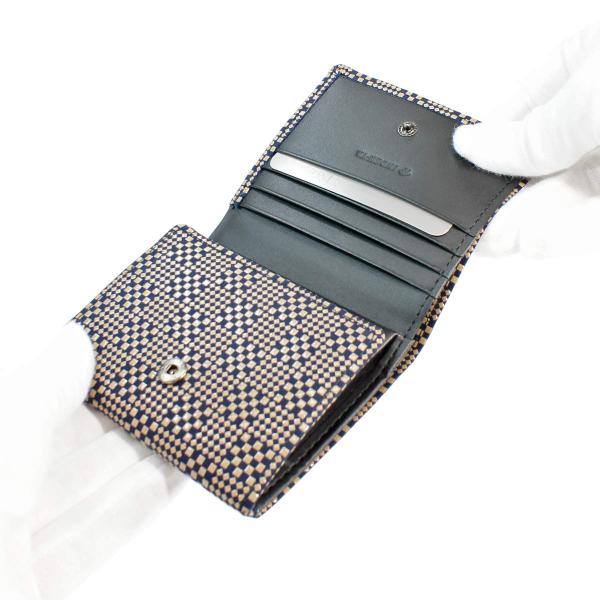 Saleinden Ya 印傳屋 印伝 財布 二つ折り財布 レディース 変わり市松小 特注カラー 新作入荷 紺 白 24 14 167 女性用