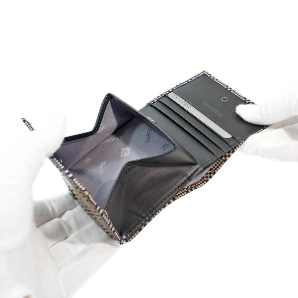 Saleinden Ya 印傳屋 印伝 財布 二つ折り財布 レディース 変わり市松小 特注カラー 入手困難 紺 白 女性用 24 14 167