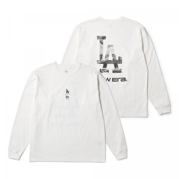 ニューエラ NEW ERA 長袖 ウォッシュド コットン Tシャツ ロサンゼルス ドジャース　オフホワイト 15129343