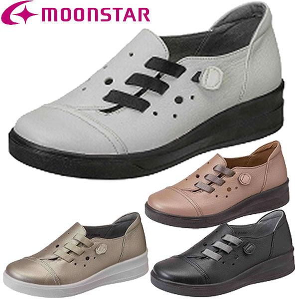 ムーンスター moonstar スポルス コンフォートシューズ ソフトレザー ワイド設計 4E 軽量設計 日本製 ゴム紐付き SP9033 レディース MoonStar（ムーンスター） スポルス コンフォートシューズ ソフト
