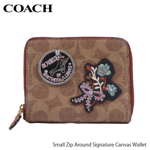 COACH（コーチ） Small Zip Around Signature Canvas Wallet スモール
