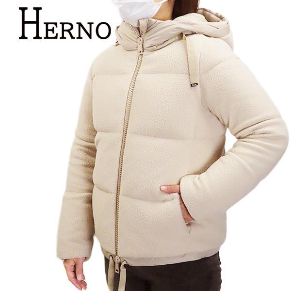 未使用　Herno アイボリー フード付きダウンジャケット ヘルノ アイボリー ダウンジャケット フード付き ヘルノアイボリー