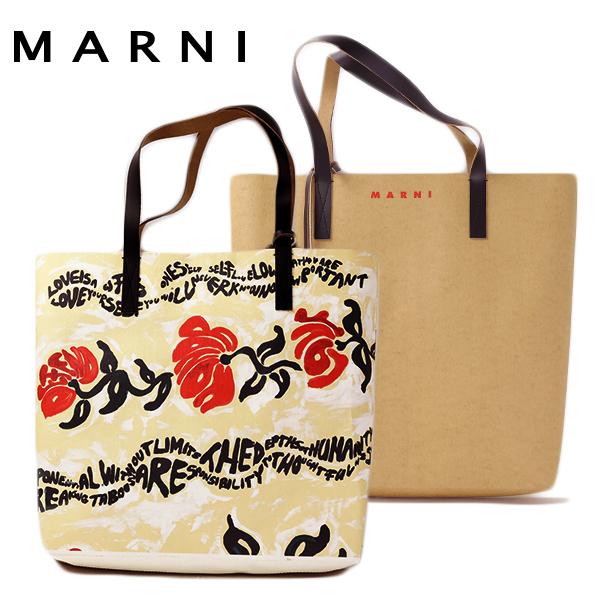 MARNI マルニ SHOPPING BAG セルロース レザー フラワー ロゴ プリント 