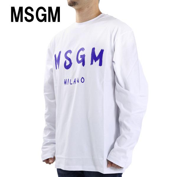 MSGM エム・エス・ジー・エム バイカラー ロゴ 長袖Tシャツ camping.com