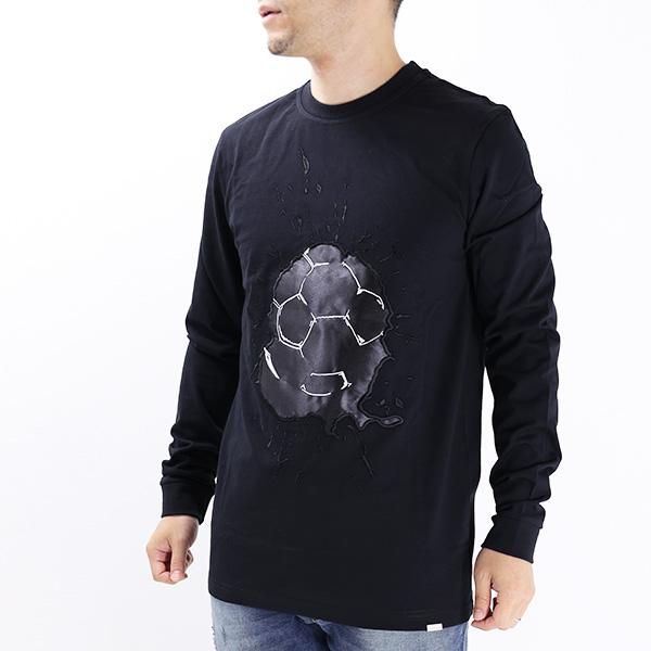 BALR. / OLAF STRAIGHT BALR. SATIN EMBRO LONGSLEE T-SHIRT/S/コットン/BLK BALR.（ボーラー） Olaf Straight Satin Football Longsleeve T-Shirt