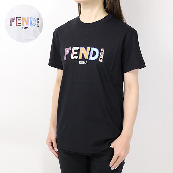 FENDI（フェンディ） ロゴT Tシャツ 半袖 クルーネック コットン ロゴ