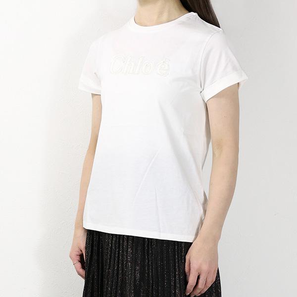 Chloe クロエ Tシャツ 半袖 刺繍 ロゴ クルーネック キッズ レディース