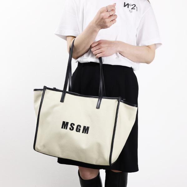 MSGM エムエスジーエム トートバッグ コットンキャンバス 合皮 ロゴ  