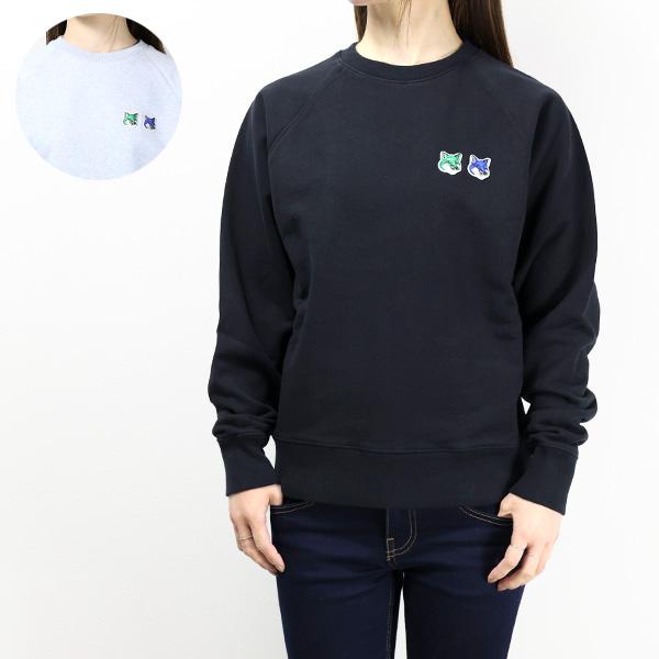 メゾンキツネ 長袖 トレーナー ワンポイント ロゴ刺繍 ヨガ ネイビー 濃紺 MAISON KITSUNE メゾンキツネ スウェット メンズ レディース