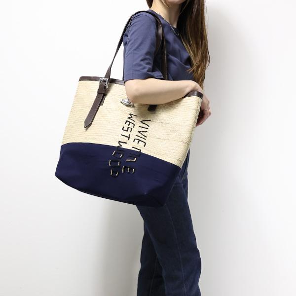 Vivienne Westwood】オーブロゴバイカラーコットンハンドバッグ