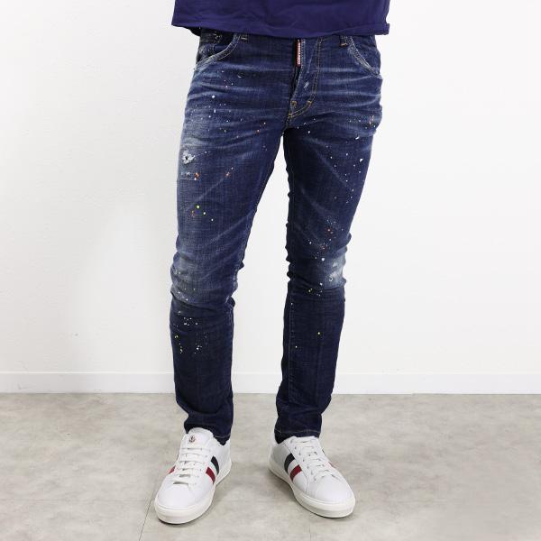 DSQUARED2 ダメージ加工 デニムパンツ 青 スリムフィット