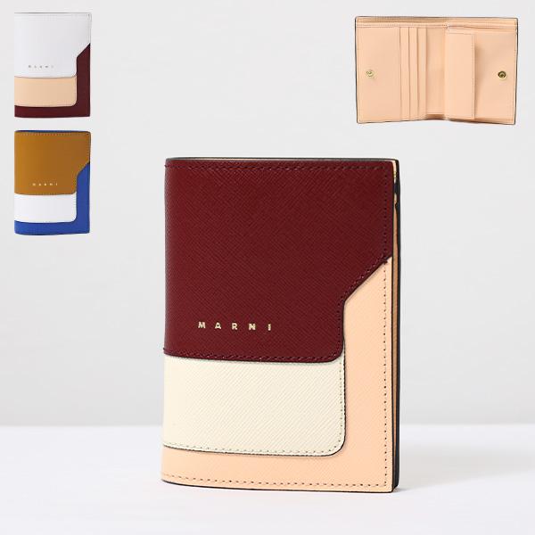 マルニ MARNI バイフォールドウォレット 二つ折りレッド系マルチカラー