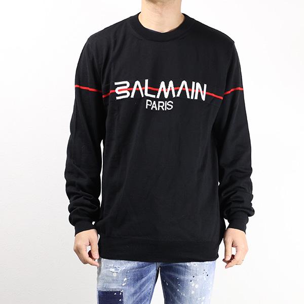BALMAN バルマン メンズ ニットセーター 極美品・現行】 BALMAIN バルマン メンズ クルーネック ニット セーター バルマン　ニットセーターメンズ