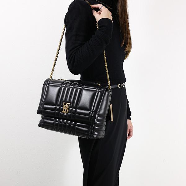 Burberry バーバリー キルティング ローラ ベルトバッグ 黒 TB ロゴ