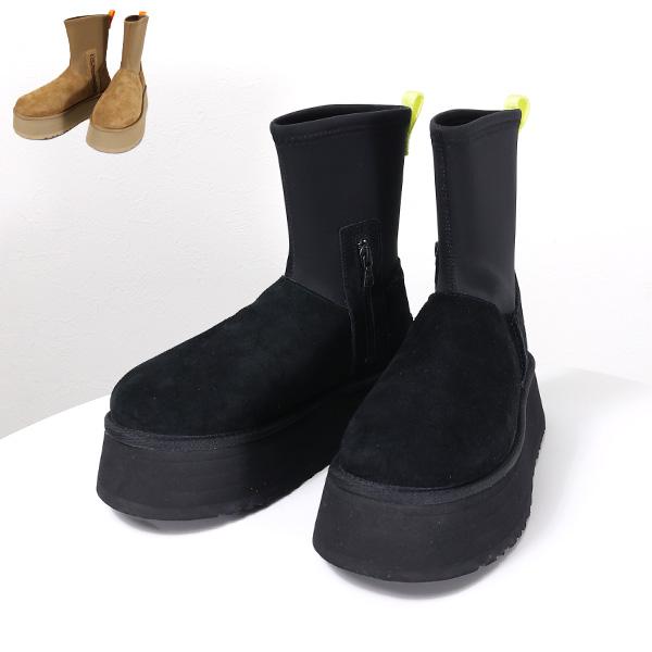 【新品未使用】UGG ブラック 厚底ブーツ ジッパー付き　24センチ　定価2万円 UGG アグ クラシックディッパー ブラック 24cm 厚底