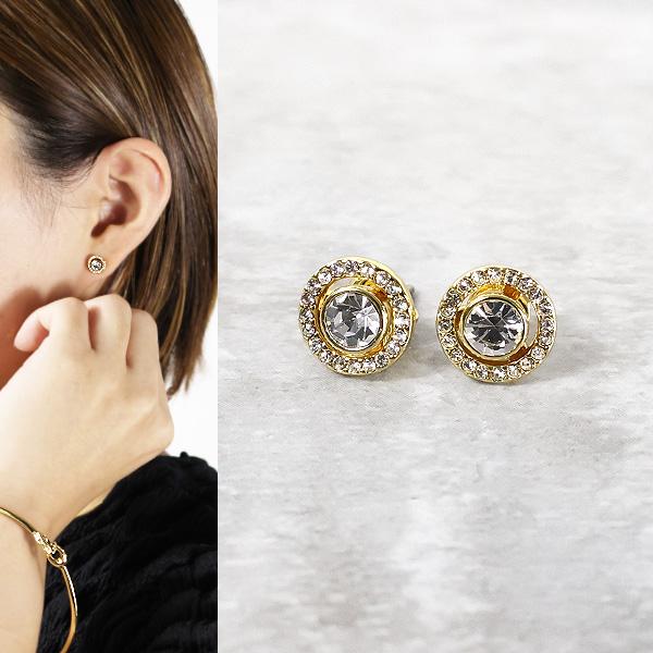 【新品】COACH コーチ ピアス　 ゴールド×ブラッククリスタル COACH（コーチ） Crystal Halo Pave Stud Earrings 37386994 ピアス