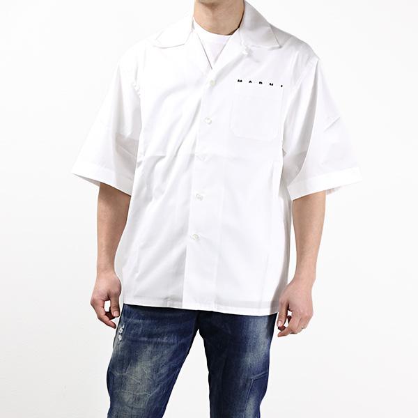 MARNI ボーリングシャツ Deep blue tropical wool bowling shirt with Marni Mending | Marni