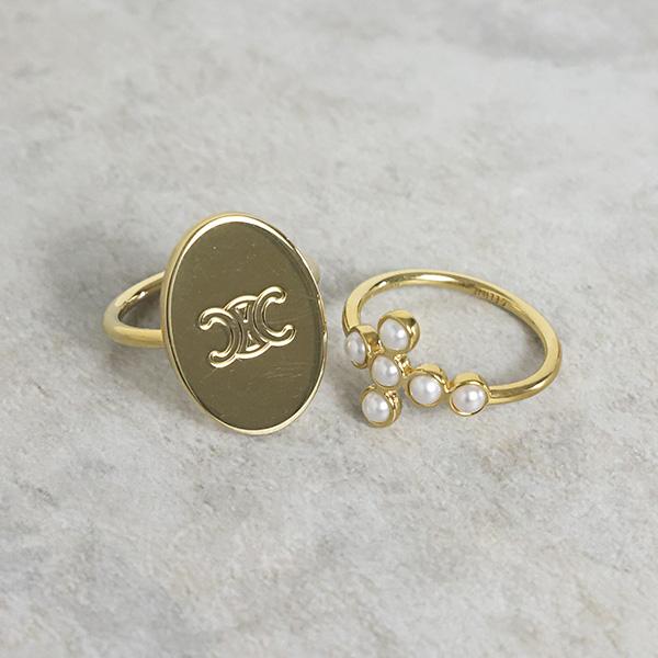 新作【CELINE】リング / エナメル＆ゴールドフィニッシュ ブラス 54 新作【CELINE】リング / エナメル＆ゴールドフィニッシュ ブラス 54