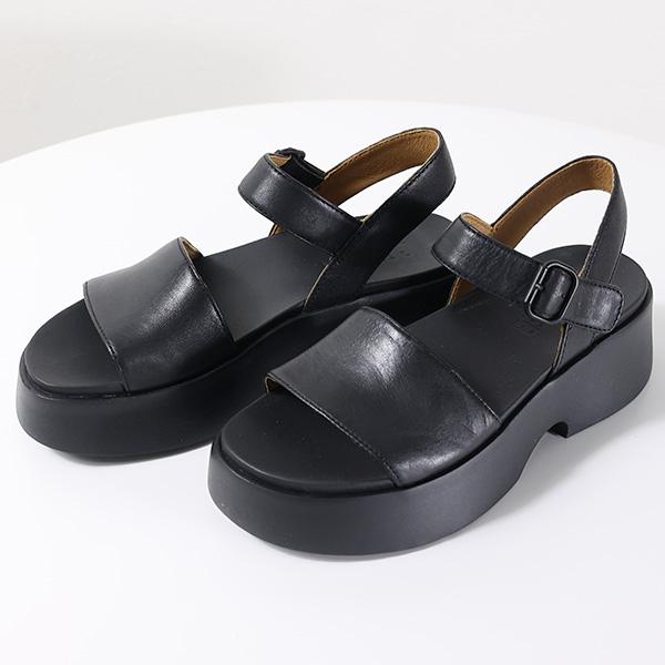 【美品】CAMPER TASHA 本革 レザーサンダル 厚底 ブラック 黒色 CAMPER（カンペール） Tasha サンダル プラットフォーム 靴 厚底