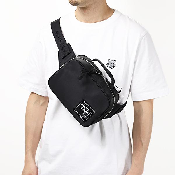 【美品】メゾンキツネ ボディバッグ ブラック メゾンキツネ MAISON KITSUNE クロスボディバッグ （Black） -靴