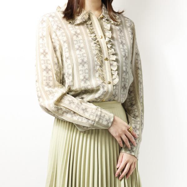 コ*ス様 レア⭐︎ CELINE / セリーヌ　トップス ブラウス　フリル CELINE（セリーヌ） Triomphe Frill Blouse クレープ ド シーヌ フリル