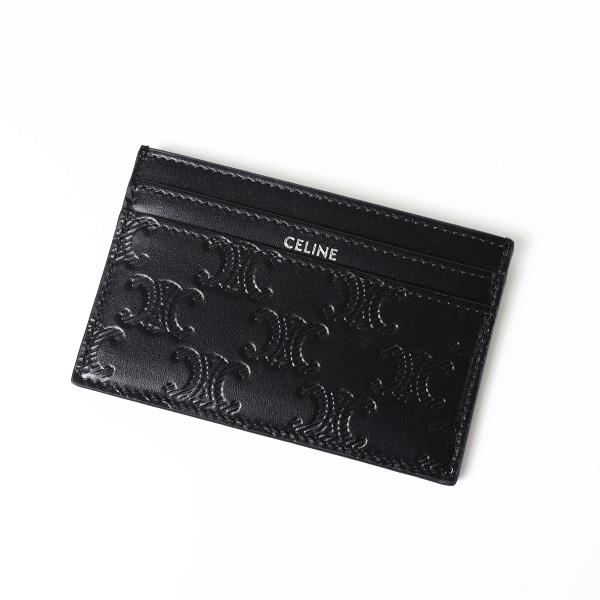 【大好評★】CELINE カードホルダー Black TRIOMPHE CELINE セリーヌ カードケース Triomphe Embossed
