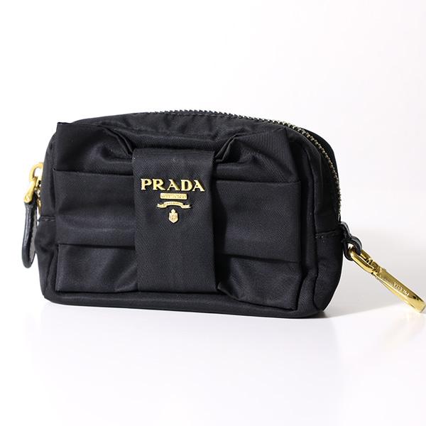 【美品】PRADA プラダ　ポーチ　ストラップ付き　化粧ポーチ　小物入れ　リボン プラダ PRADA ポーチ ストラップ付き ナイロン コスメポーチ 化粧