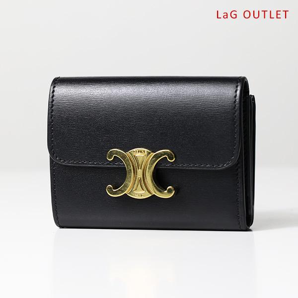 CELINE Triomphe Compact Wallet 新品 CELINE COMPACT WALLET TRIOMPHE SHINY CALFSKIN BLACK (CELINE