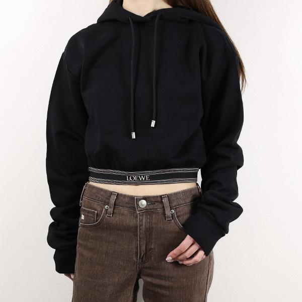 LOEWE ロエベ クロップドフーディースウェット S ブラック パーカー LOEWE（ロエベ） プルオーバーパーカー Cropped Hoodie S359Y25X45