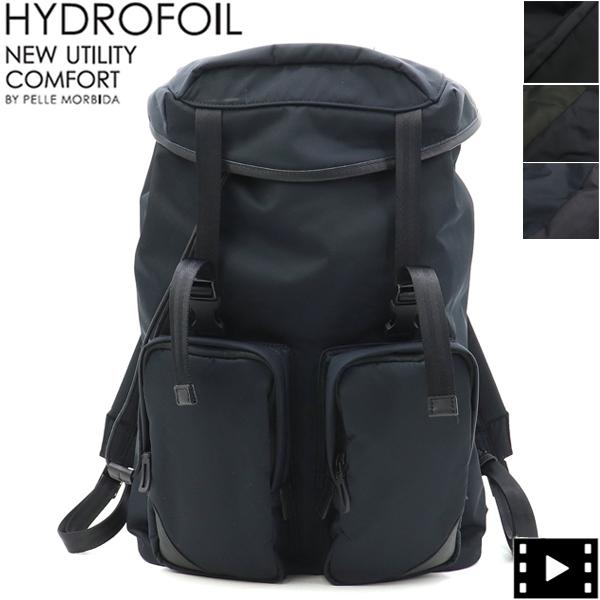 【極美品】ペッレモルビダ バックパック HYDROFOIL 撥水 ブラック PELLE MORBIDA（ペッレ モルビダ） バックパック HYDROFOIL ハイドロ