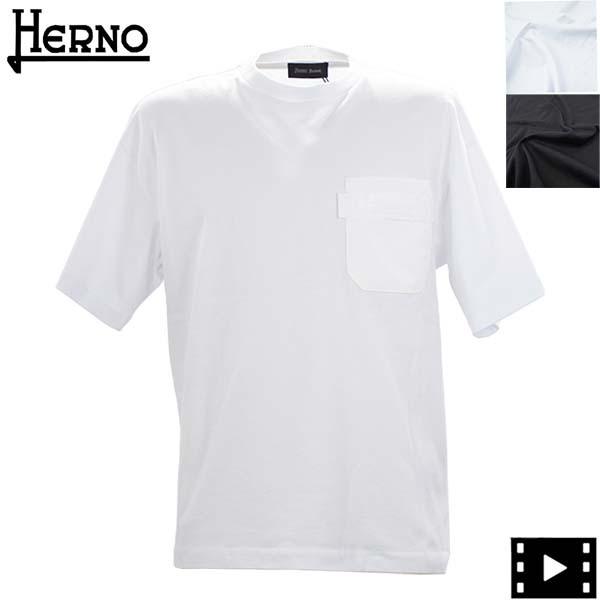 ヘルノ Tシャツ メンズ ラミナー コットン クルーネック ポケットTシャツ HERNO LAMINAR M.T.SHIRT JG00008UL HER 52000+11106