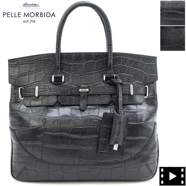 PELLE MORBIDA（ペッレ モルビダ） ボストンバッグ クロコ型押し