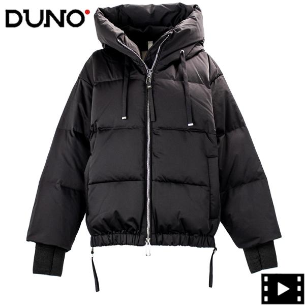 美品 DUNO デュノ フルジップ ナイロンパーカー 撥水 ストレッチ ブラック DUNO（デュノ） ダウン レディース ナイロン ショート丈 サイドジップ
