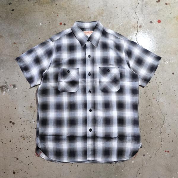 SUGAR CANE シュガーケーン【SC39728】【RAYON OMBRE CHECK WORK SHIRT】 レーヨンツイルチェックワークシャツ 半袖シャツ 日本製
