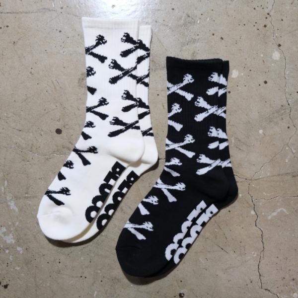 BLUCO ブルコ【163-55-005】【2-PACK ソックス -Bone-】2パックソックス ミドルソックス 靴下 ロゴデザイン 25cm〜27cm