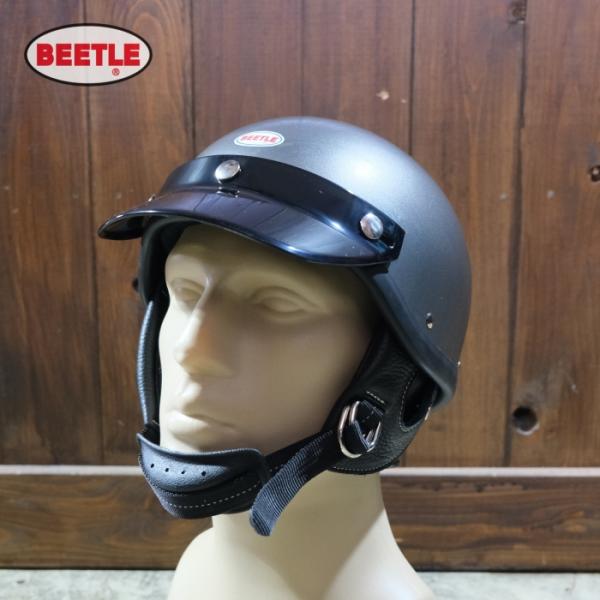 OCEAN BEETLE オーシャンビートル 【SHORTY4】≪スペースグレー≫ショーティ4 ハーフヘルメット 専用バイザー・チンガード付き 装飾用ヘルメット
