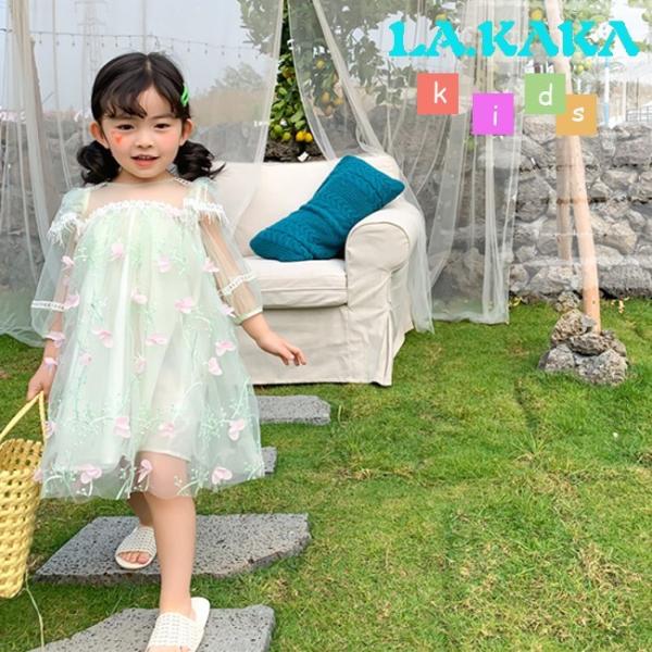 子供服 女の子 ワンピース オーガンジーにお花を付けて 上品でキュートなドレスに仕上げました Vietanlaw Com