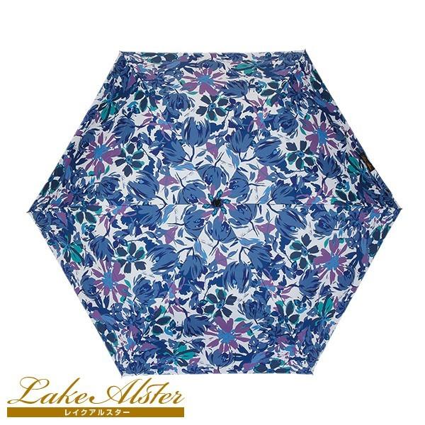 レイクアルスター 花柄刺繍の黒い傘 晴雨兼用 折り畳み傘