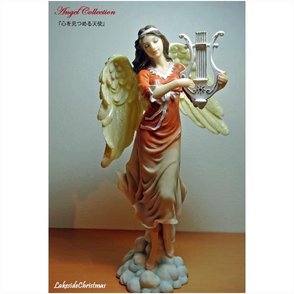 心を見つめる天使 エンジェル 像/天使/angel/竪琴/置物/オブジェ/彫刻