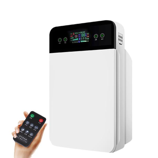 送料無料 空気清浄機 小型 最大42畳 6重空気清浄 3段階切替 リモコン付 卓上 UV除菌ライト マイナスイホン浄化 花粉対策／ペット消臭／集塵除菌 白