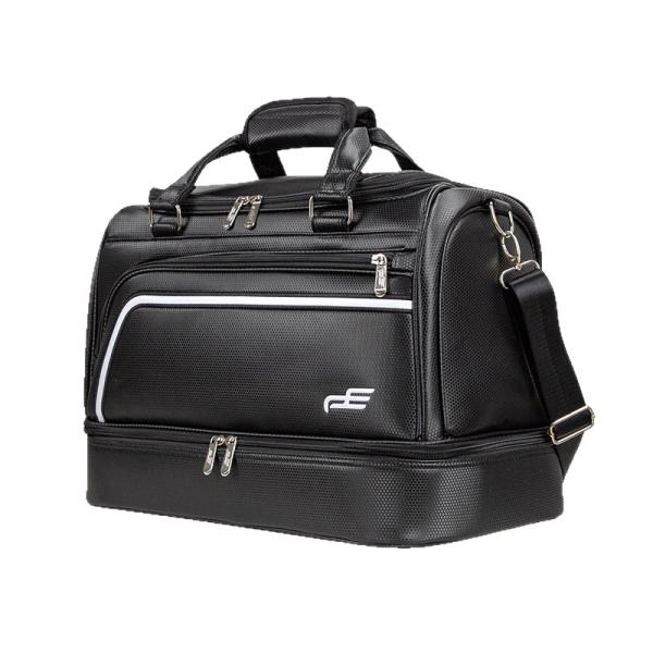 送料無料 ゴルフトートバッグ 二層式 ラウンドトート PUレザー 2WAY シューズポケット付き ショルダー付き 防水 大容量 ジム 旅行 2色