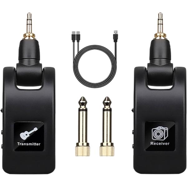 送料無料 ギターシステム ワイヤレスシステム ギターダイナミックマイク コンデンサーマイクシステム 内蔵充電式バッテリー 送受信機 220°回転 黒