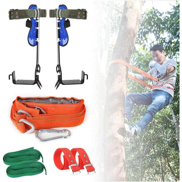 送料無料 木登り器 木登り道具  ツリークライミングツール 滑り止めクライミングツリースパイクシートベルト 調節可能なリストストラップ 落下防止