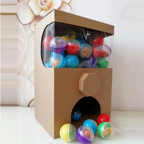 送料無料 カプセルトイ販売機 ダンボールガチャマシン ガチャガチャ ガチャクラフト  DIYギフトマシン 幼稚園おもちゃ 子供 家庭用 コイン不要 カプセル20個付き