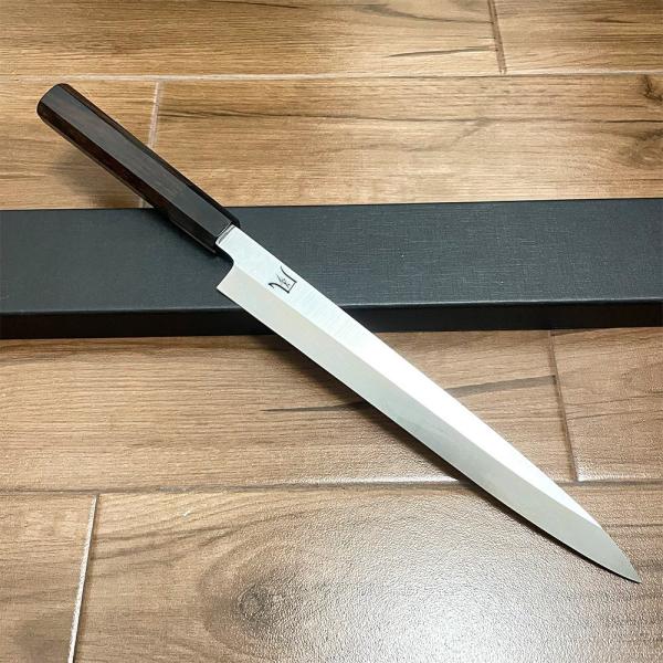送料無料 即納 刺身包丁 風刃 柳刃包丁 包丁 9寸 V金10号 和包丁牛刀 檀木八角柄 全長425mm 刃渡り270mm 硬度約HRC61 NK25A01