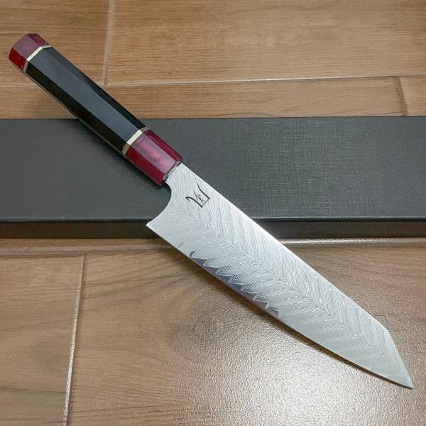 送料無料 即納 風刃 切付 牛刀 包丁 刺身包丁 和包丁牛刀 全長355mm 刃渡り205ｍｍ ダマスカス包丁 寿司 肉 野菜 万能 引越し 新生活 NK25C01